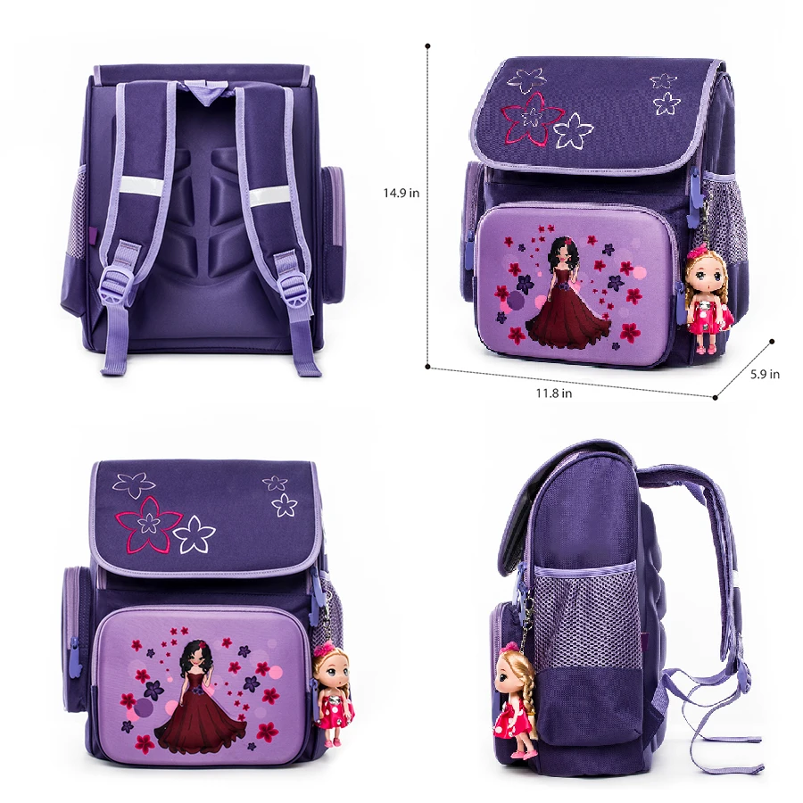 

Delune Kids Grade 1-3 Floral Fairy Print School Bags for Girls Children 3D Orthopedic Primary Princess Backpack Mochila Infantil