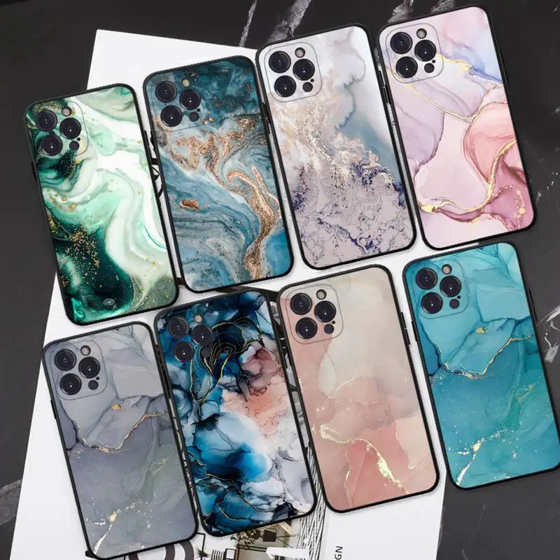 

Pink Gold Marble Art Fashion Phone Case For iPhone 14 11 12 13 Mini Pro XS Max Cover 6 7 8 Plus X XR SE 2020 Funda Shell