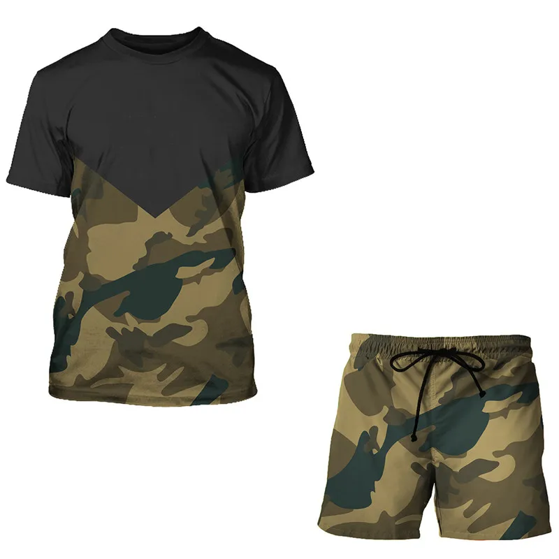 

New Summer Camouflage Tees/Shorts/Suits Men's T Shirt Shorts Tracksuit Sport Style Outdoor Camping Hunting Casual Mens Clothes