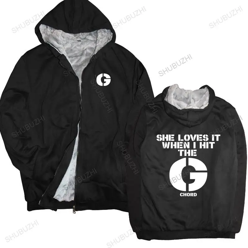 

Man black zipper thick hoodies Hit The G chord Men's Premium unisex Outwear men sweatshirt zipper