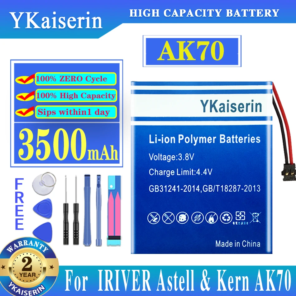 

YKaiserin New 3500mAh Battery For IRIVER Astell & Kern AK 70 ,AK 70 Mark II Player Accumulator 2-wire Plug + Tools