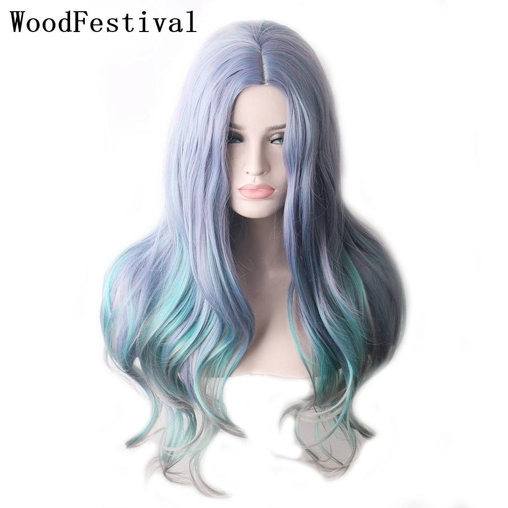 

Синтетические парики для косплея для женщин WoodFestival, цветные парики, красные, светлые, фиолетовые, розовые, с эффектом омбре, коричневые, зеле...