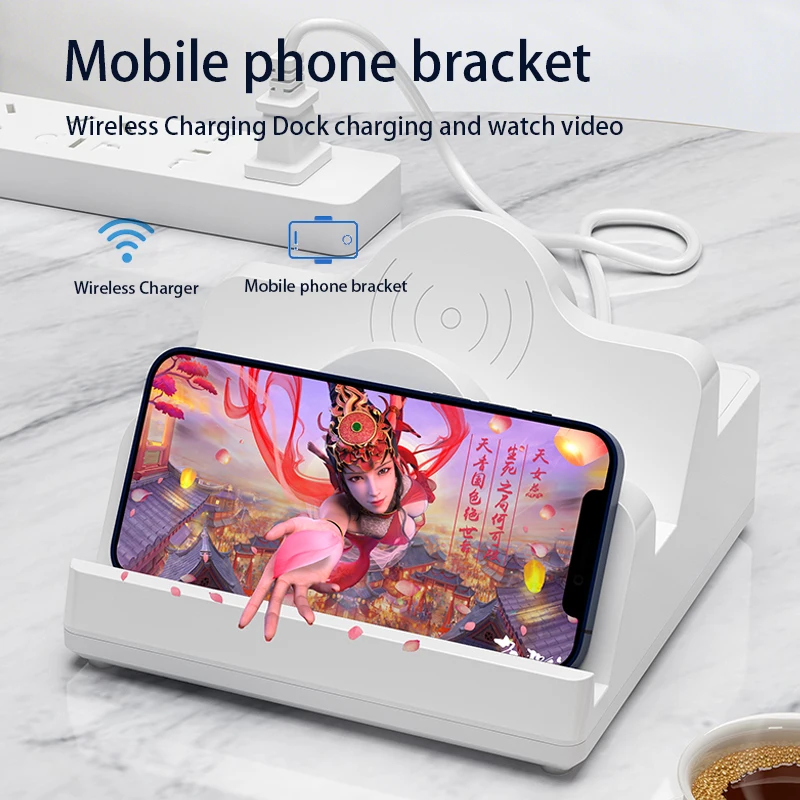 80W Dual PD Charger& Dual Wireless Charger Stand For iPhone 13 Xiaomi Fast Charging Hub Quick Charge USB Phone Charger Station