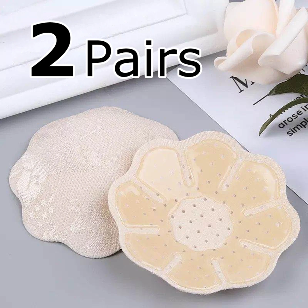 

2 Pairs No Trace Lace Sticky Nipple Cover Plunge Bra Silicone Air Vent Nubra Stickers Accessories Invisible Breast Pads Pasties