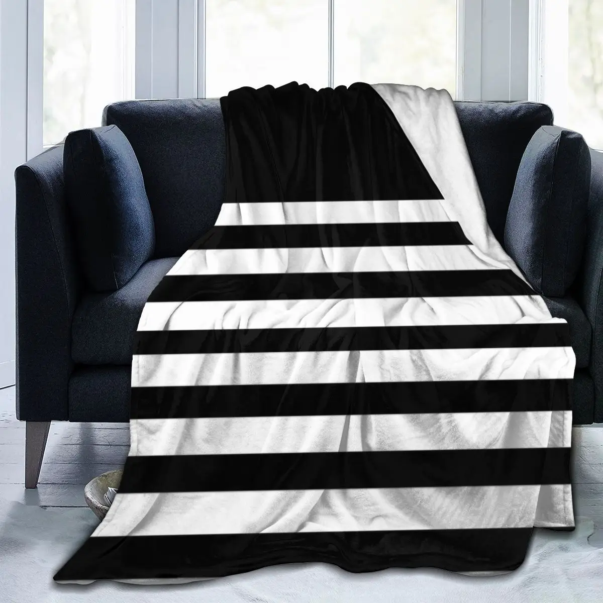 

Черно-белое Полосатое одеяло, модное рождественское одеяло для лица, нескользящее одеяло разных размеров