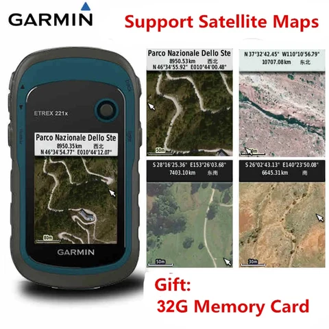 100% Оригинальный уличный ручной GPS-навигатор Garmin eTrex 221X, индикатор координат положения, обновленный etrex 201x  русский