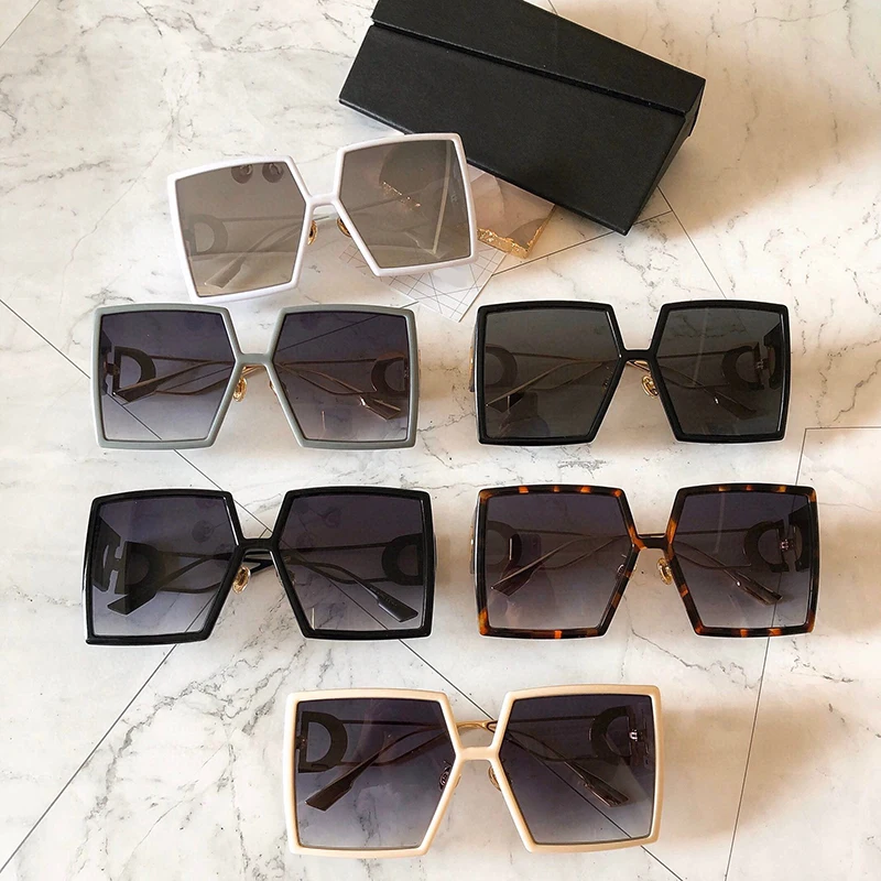 

Fashion Luxury Brand Sunglasses 30MONTAIGNE Decorative Women Square Large Frame Vintage Driving Glasses Anti-uv400 Sun glasses