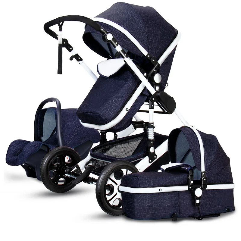 Luxury Baby Stroller Carrier Lightweight Travel Pram High Landscape Baby Stroller 3 in 1 Hot Mom Baby Stroller with Car seat