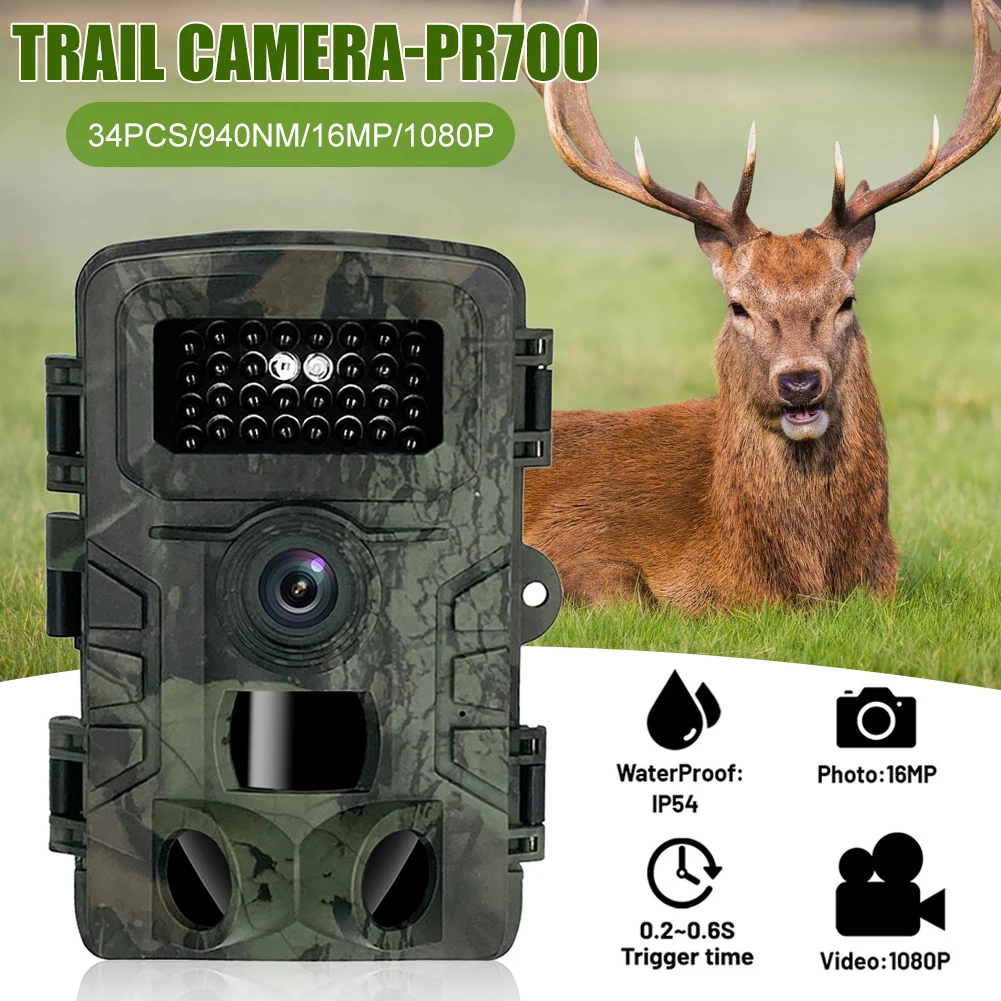 

New Mini Trail Camera 16MP 1080P with Motion Sensor No Glow Night Vision 0.2s Trigger Time Wildlife Camera Waterproof Monitoring