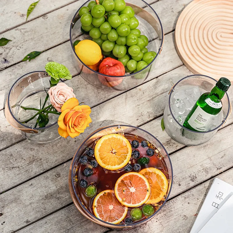 Скандинавская портативная пластиковая миска для фруктов прозрачная корзина