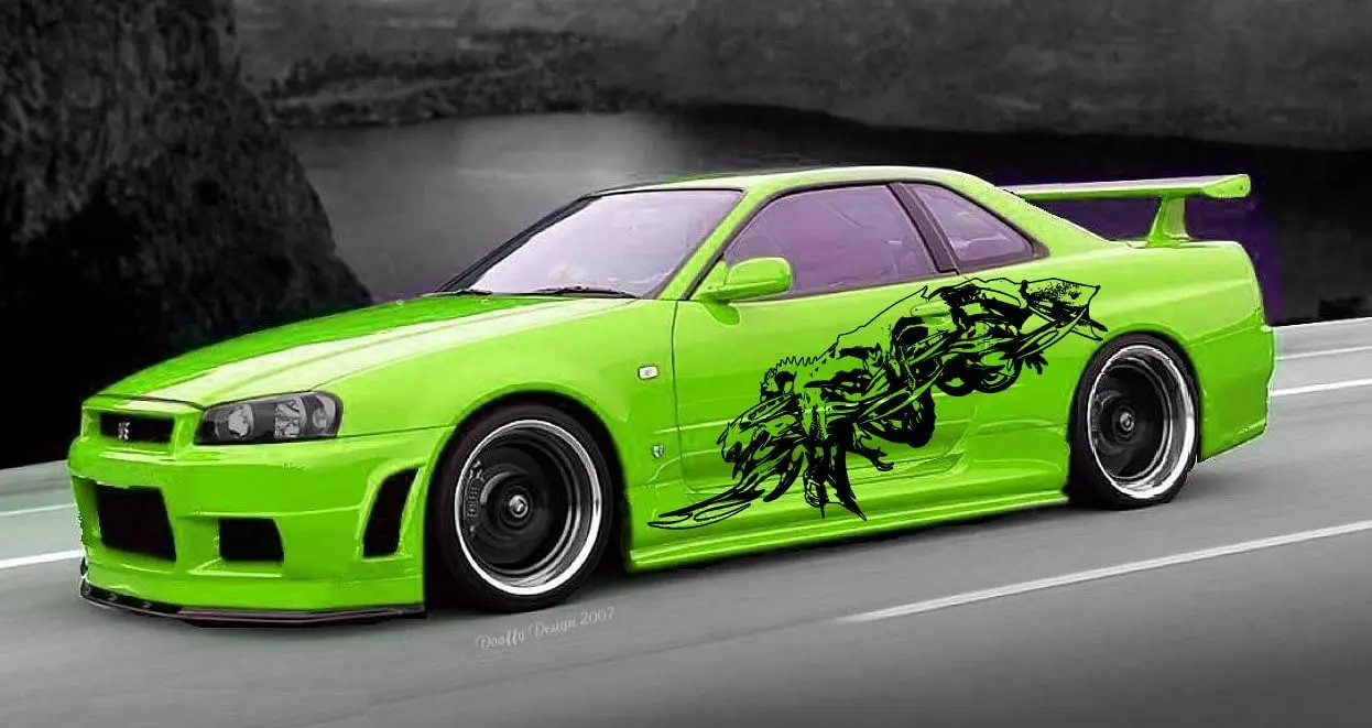 

Angry Dragons Ripped Metal Checkered Flag Racing Drift Tuned Car Vinyl Graphics SUV tr1889