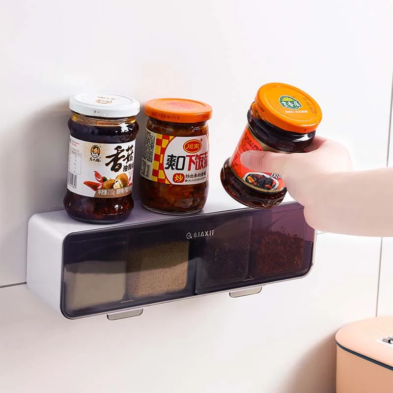 

Wall-mounted Waterproof PP Jar Sugar Bowl 1Pcs Kitchen Gadget Nordic Style Salt Spice Rack Seasoning Box 3Colors