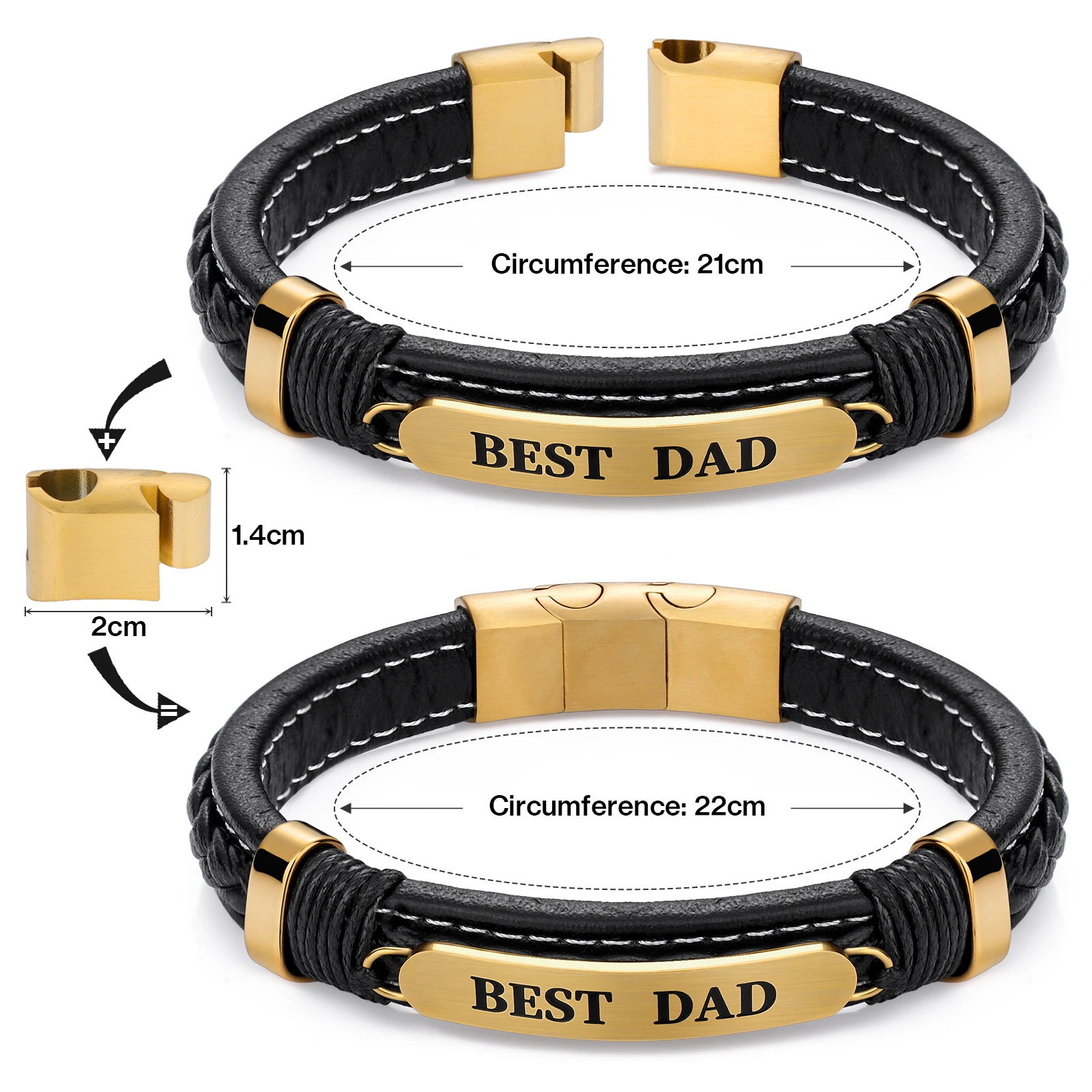 

HAWSON Adjustable Leather Bracelets for Men with Gift Box, Fathers Day Gifts from Daughter or Son, Mens Leather Bracelet