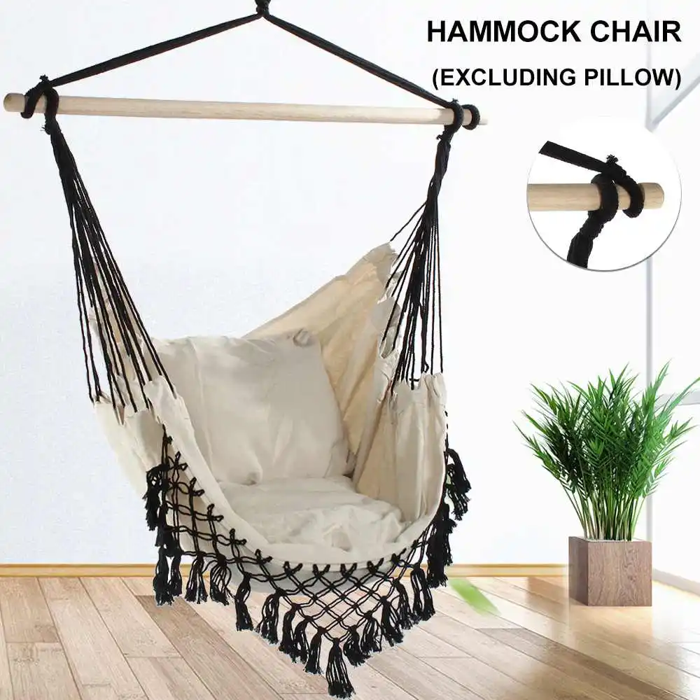 Outdoor Bohemia Style Home Garden Hanging Hammock Chair Indoor Dormitory Balcony Swing Hanging Chair with Wooden Stand Hammock