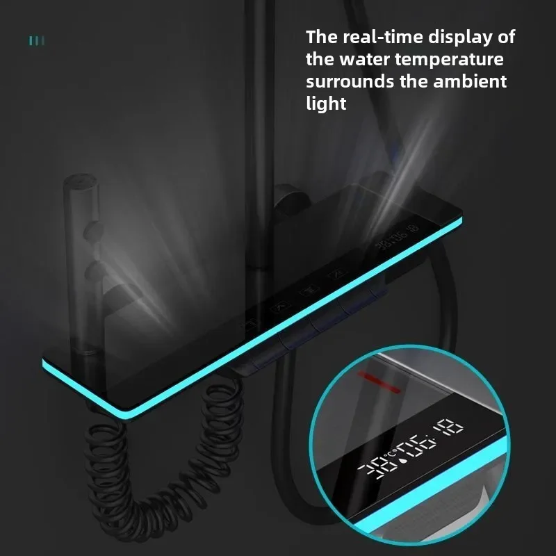 Роскошная душевая система для ванной комнаты с подсветкой закаленное стекло