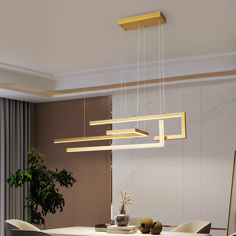 

Nordic minimalist LED chandeliers, kitchen and restaurant chandeliers, modern rectangular decorative indoor lighting fixtures