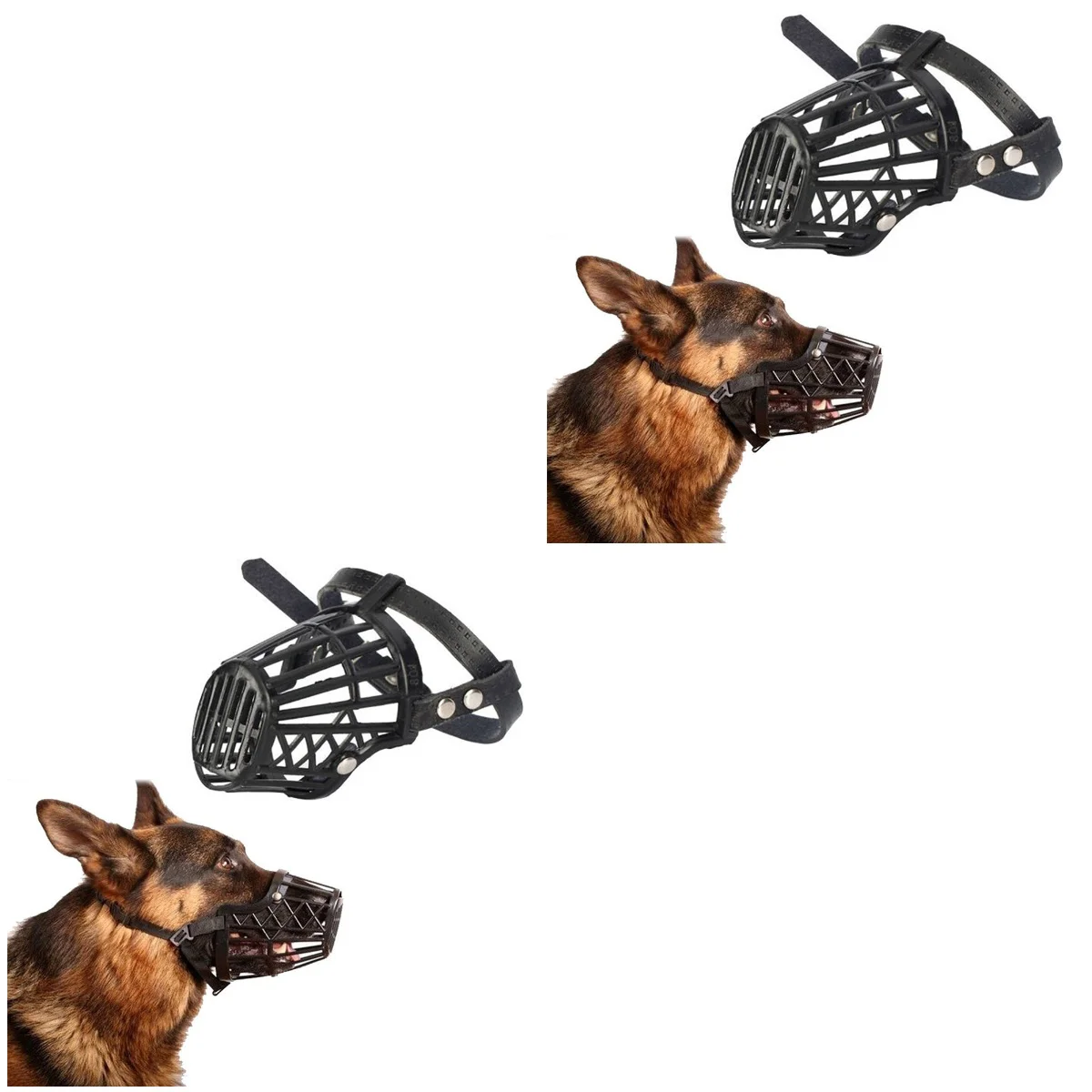 

2pcs Basket Dog Muzzle Comfortable For Dog Various Sizes Tan Color Bite Barking - Size (Black)