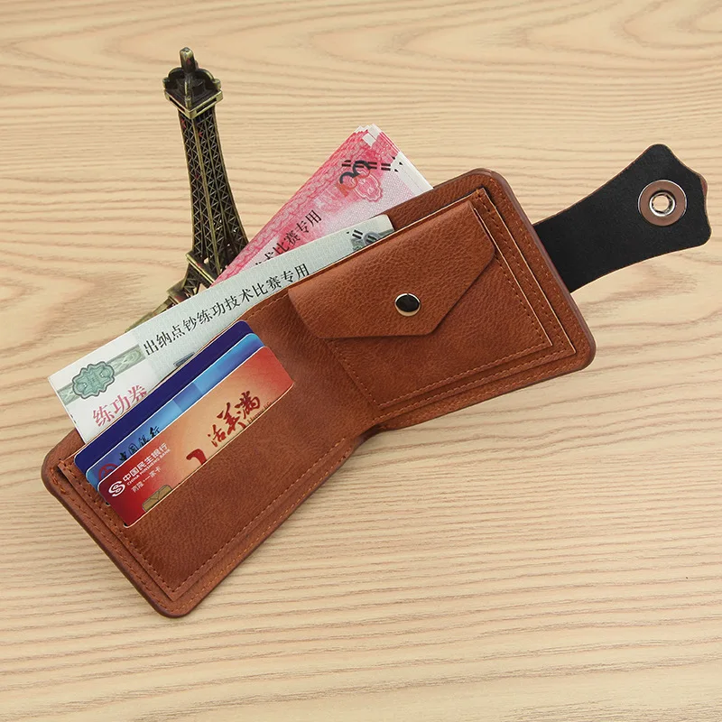 Men's Leather Wallet Short Purse for Man Wallets Credit Card Holder Money Bag Coin Bag Hasp Small Wallet Portafoglio Uomo