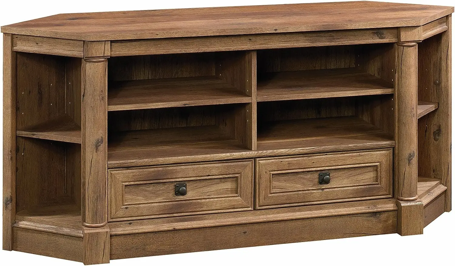 

Corner Entertainment Credenza, For TVs up to 60", Vintage Oak Finish