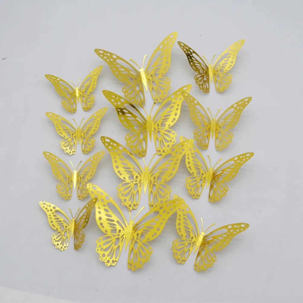 

12Pcs 3D Hollow Butterfly Wall Sticker DIY Wall Art Decor Rooms Party Wedding Decor Butterfly Fridge Magnet Home Decoration