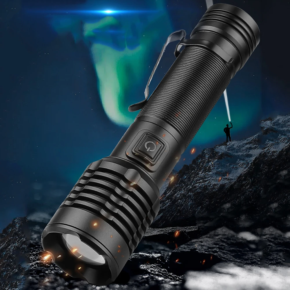 

Portable XHP50 LED Flashlight Type-C USB Rechargeable 800LM Work Light 5 Modes IPX4 Waterproof with Clip Camping Hiking Lighting