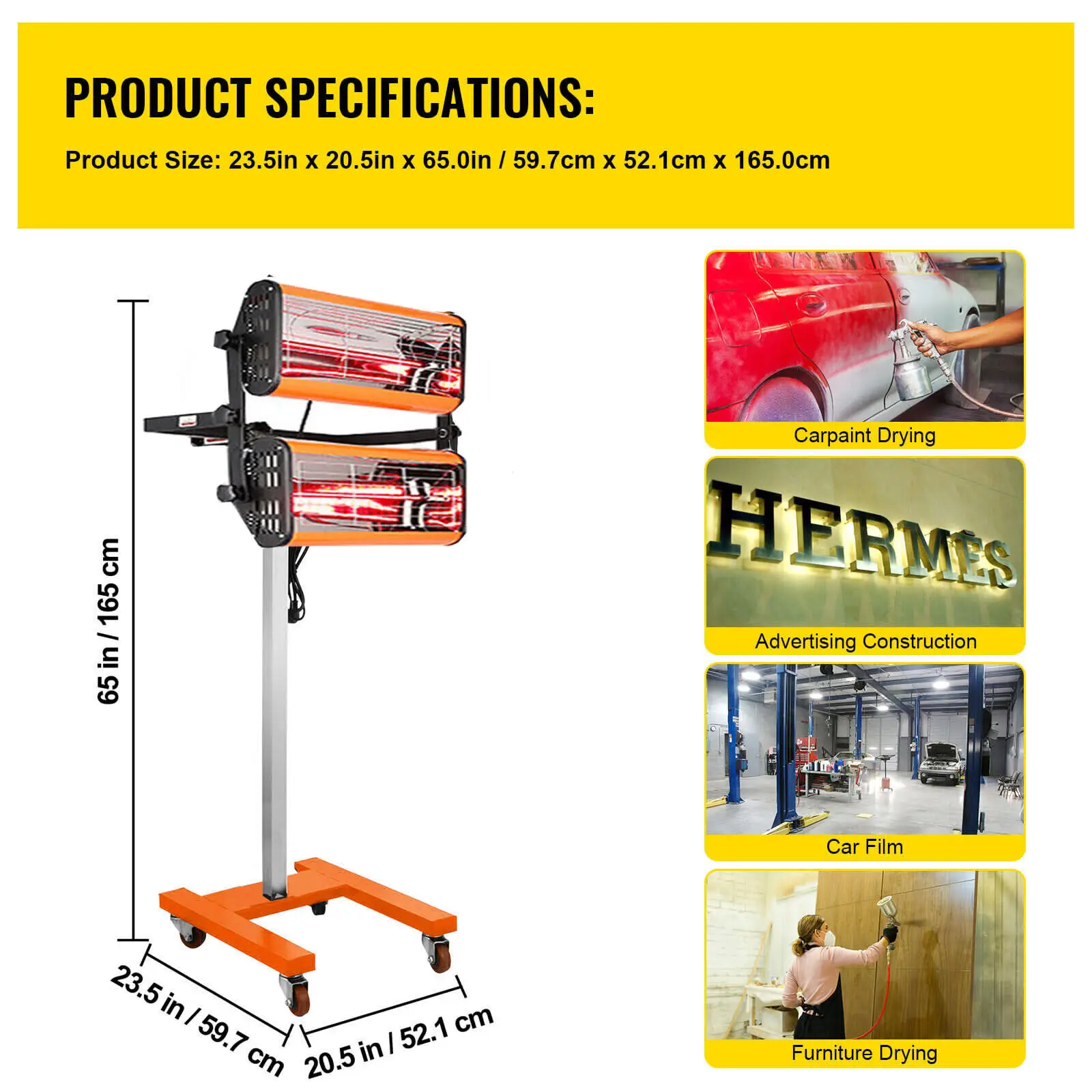 

Mobile IR Spotlight Paint Dryer 2 Lamp 1000W Infrared Radiator Heater