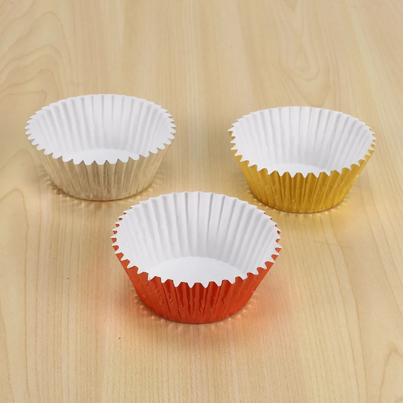 

Hot YO-600 Pieces Foil Metallic Cupcake Liners Muffin Paper Cases Baking Cups, Gold, Silver And Rose Gold, 2-Inch