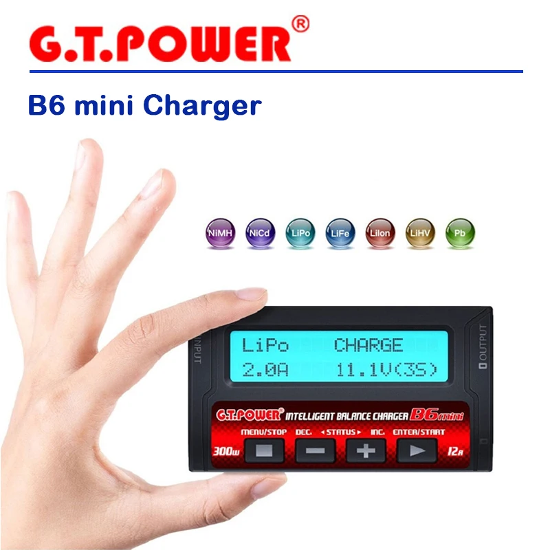 

Зарядное устройство G.T POWER B6 MINI, 300 Вт, 12 А, 10-26 В, 50 Вт, 3 А
