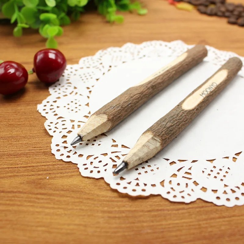 

ALLTU 1pcs Environmental protection wood ball point pen natural branch pencil bark pen degradable environmental protection pen