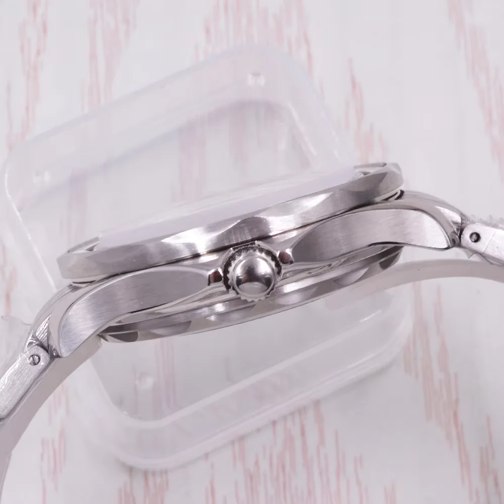 Ремешок из нержавеющей стали 316L 41 мм серебряный корпус для часов подходит