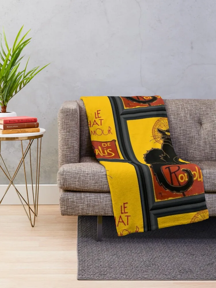 Le Chat D Amour черный кот в рамке векторное одеяло для пикника роскошные утолщенные