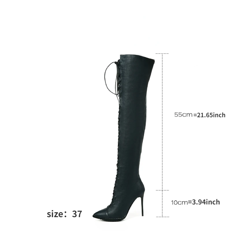 2023 Europe and America Plus Size Autumn and Winter High-heeled Stiletto Knee Boots Sexy Pointed Cowhide Fashion Women Boots