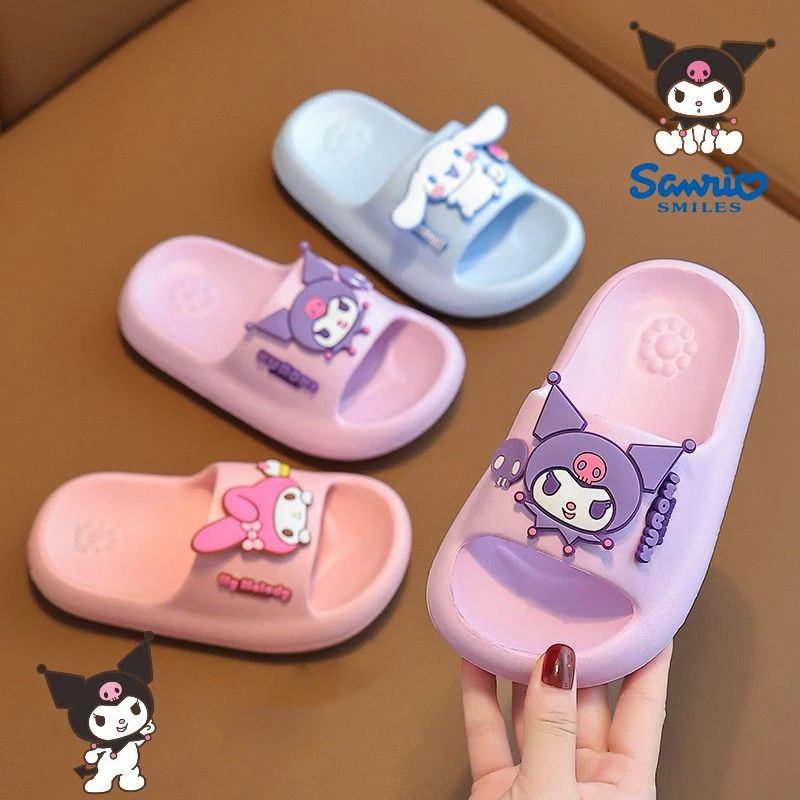 

Summer Sanrio Kuromi My Melody Children Casual Slippers Baby Sandals Kawaii Breathable Non-Slip Soft Bottom Outdoor Indoor Shoes
