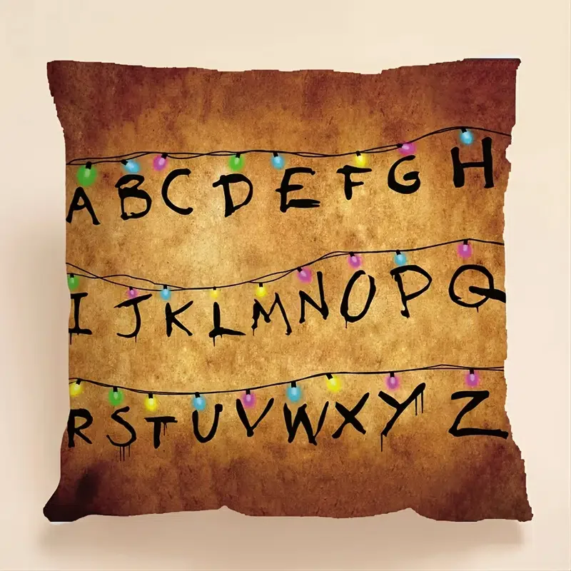 

HMTX 1pc Throw Pillowcase (17.72*17.72in), Letter & Light Pattern Cushion Cover For Living Room, Christmas Accent Pillow Case