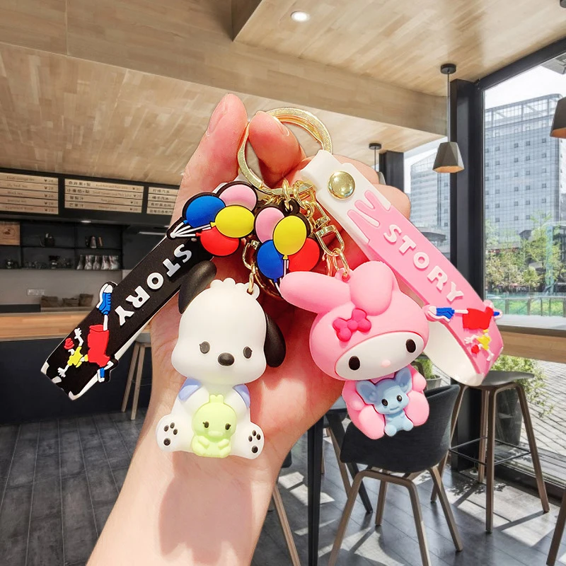 Sanrio Keychain Kawaii Kuromi Cinnamoroll Little Twin Stars New Fashion Girl Bag Pendant Backpack Keyring Toys Kid Birthday Gift