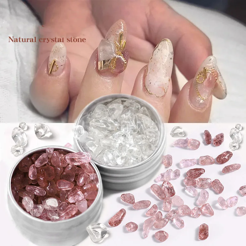 

1 Box Natural Crystal Gems Quartz Stone Nail Art Rhinestones Irregular DIY UV Gel Polish Decorations Manicure Design