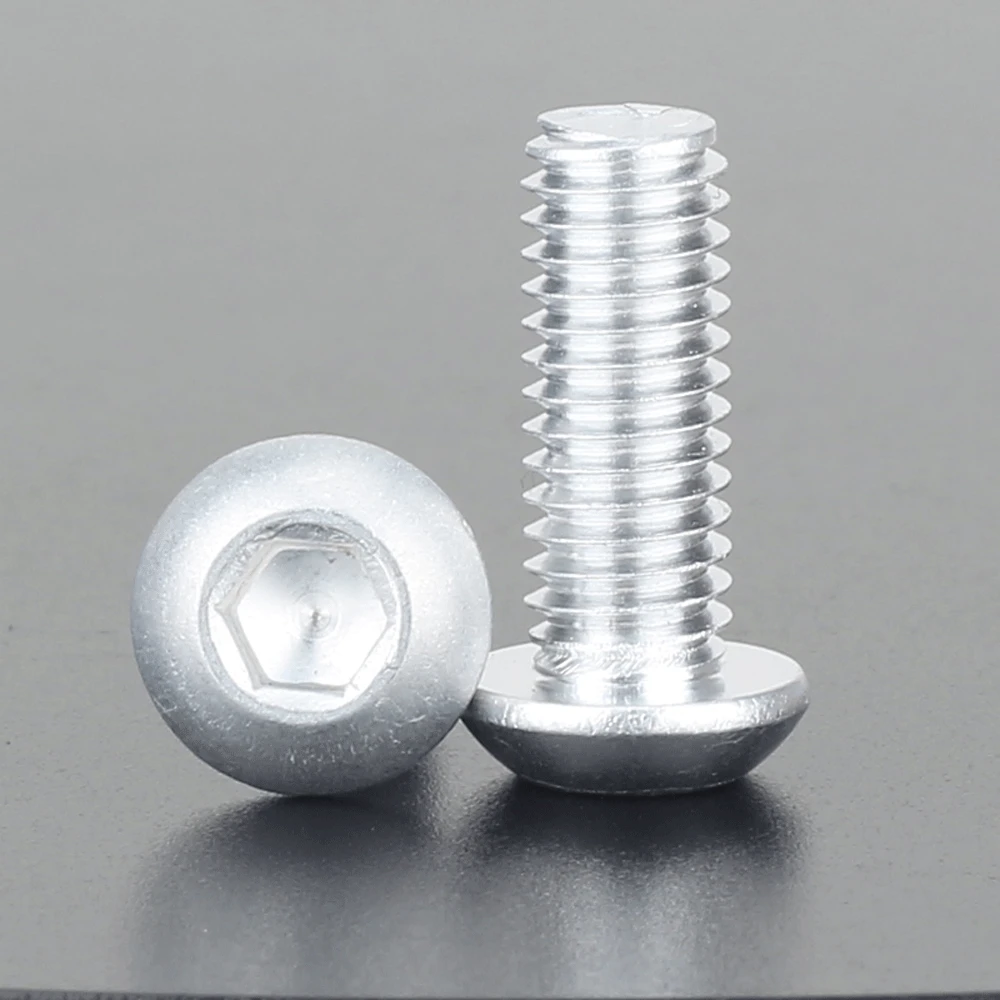 

M2M3M4M6x4/5/6/8/10/12/14/16mm 6063 Aluminum Alloy Button Head Screw Bolts Hex Socket for Model Aircraft Car DIY