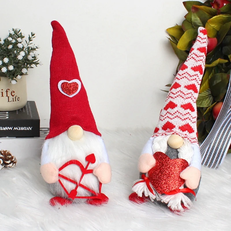 

Valentine's Day Gnomes - Gnomes Plush Doll Valentines Decor For Home, Office - Valentine Gnome & Elf Plushie -For Room