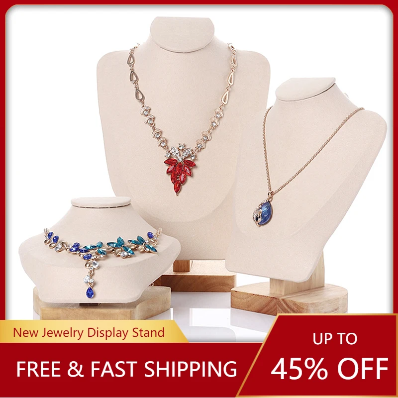 

3Pcs/Set Velvet Necklace Bust Display Stand Jewelry Pendant Chain Earring Jewelry Holder for Show Exposition Jewelry Organizer