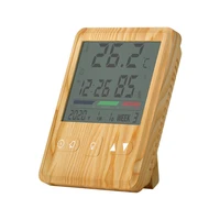wood grain digital thermometer hygrometer room indoor temperature sensor humidity meter wireless hygrometer