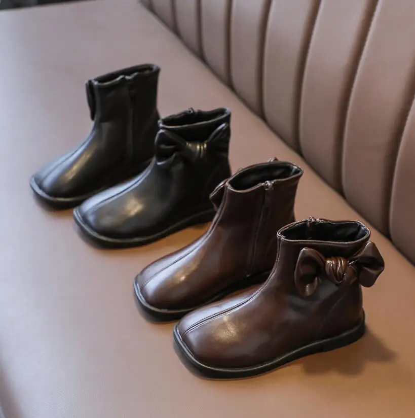 

PU Patchwork Boys Girls Fashion Boots Zip Elastic Band Chelsea Boots For Kids Soft Breathable Non Slip Children's Ankle Shoes