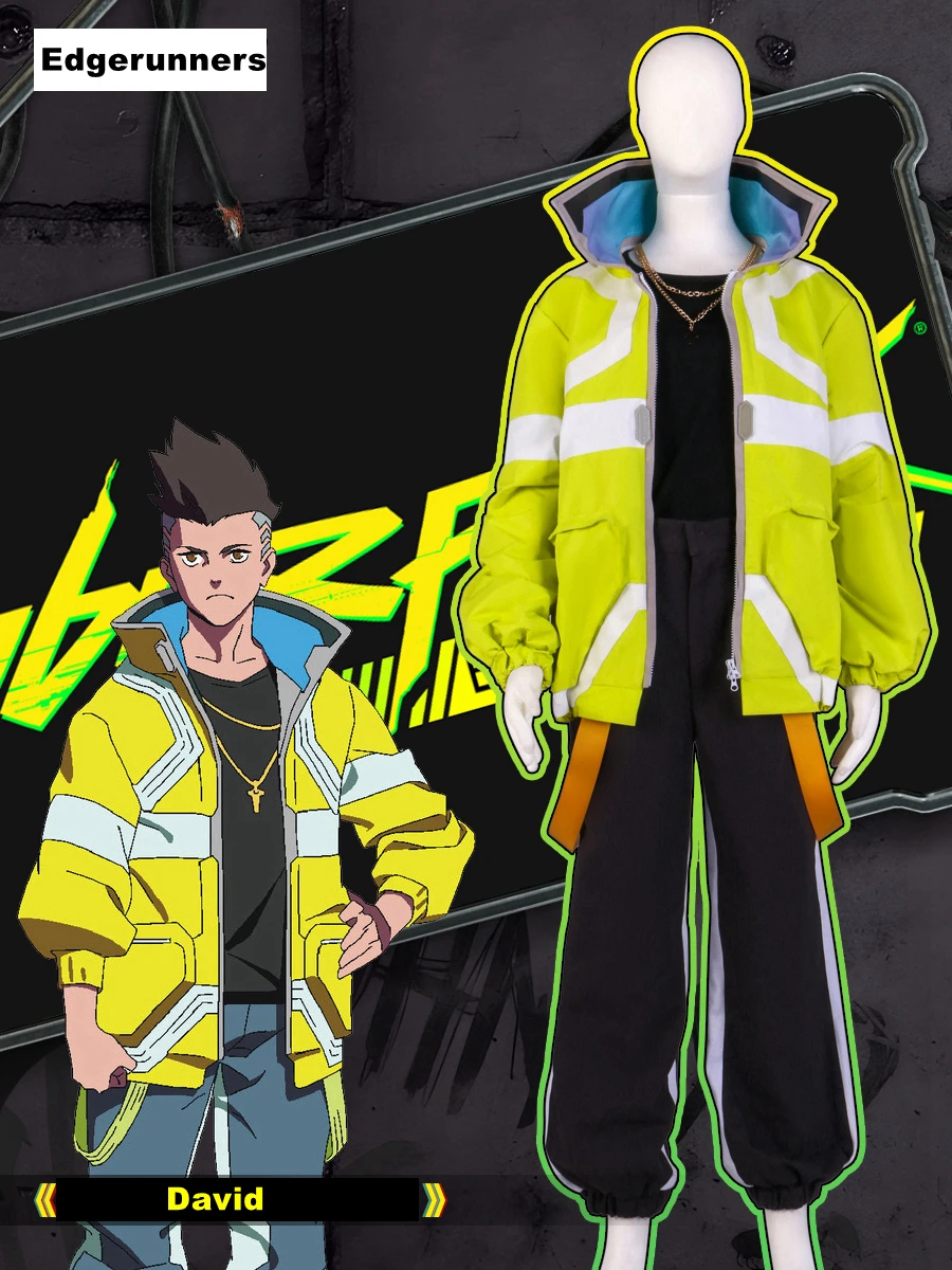 Halloween Adult Costumes Anime Edgerunners Cosplay David T-Shirts Fashion Jackets Pants Necklaces Belts