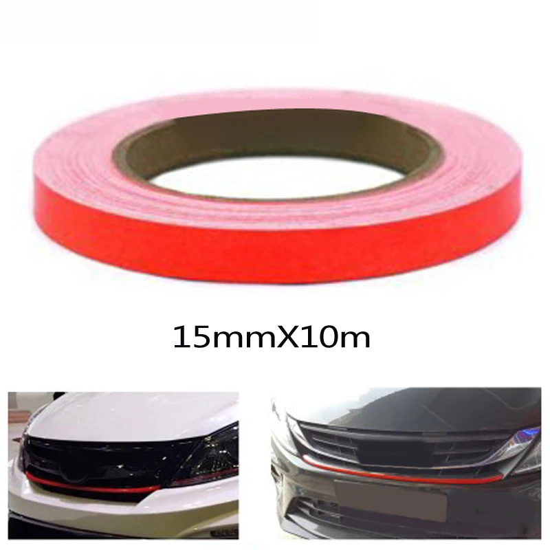

15mmX10m Red Lining Reflective Vinyl Wrap Film Car Sticker Decal Waterproof Anti-fouling And UV Resistant Exterior Accessories