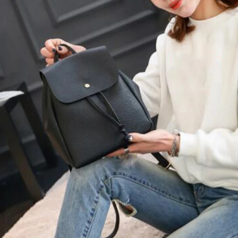 

Fashion Women backpack 2021 Vintage Pure Color Leather School Bag Backpack Satchel backpack women Shoulder Bag Bolsa