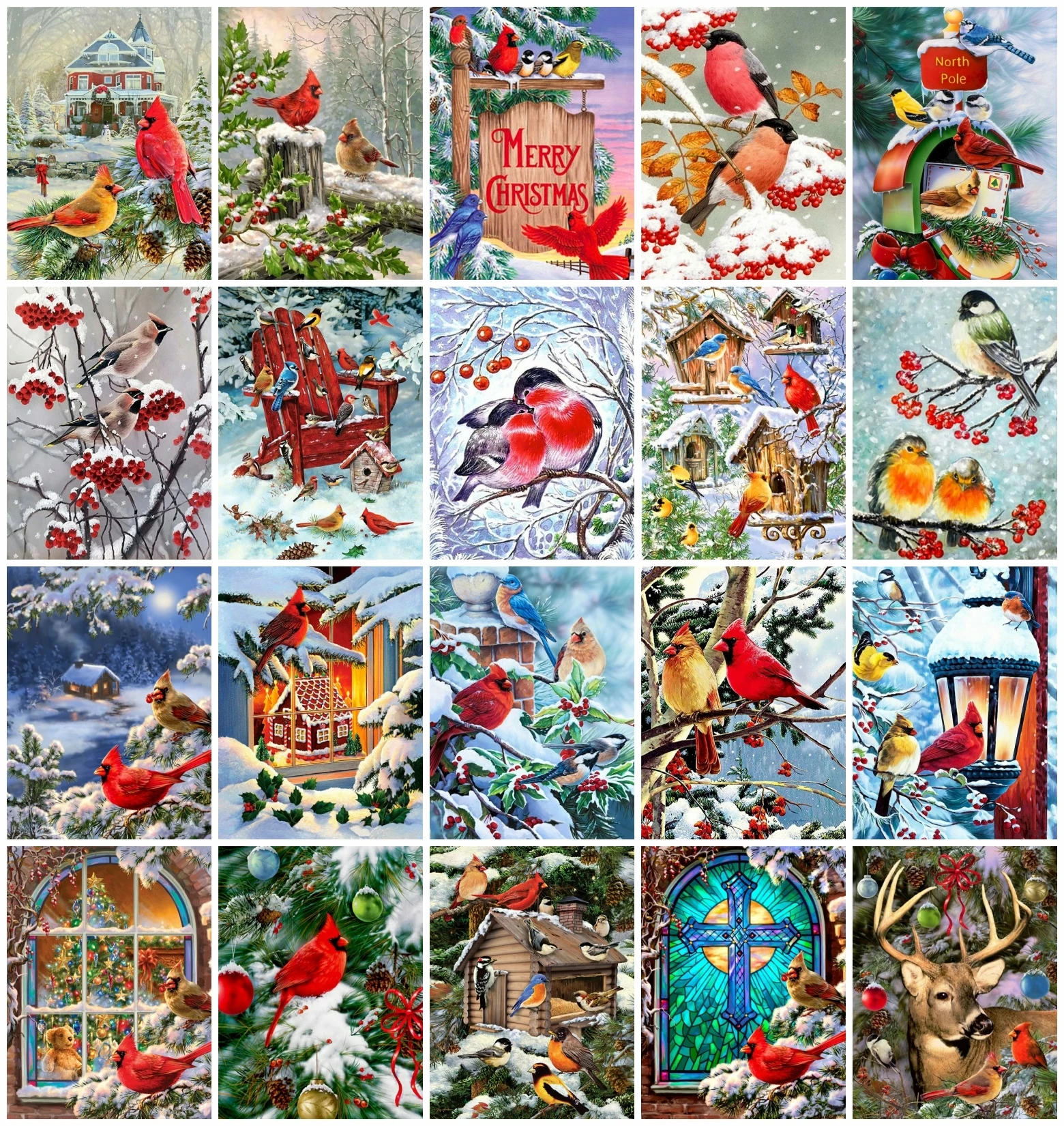 

AZQSD Drawing By Numbers Bird Snow Winter Tree On Canvas Handmade Painting By Numbers Animal Frameless Wall Decor Living Room