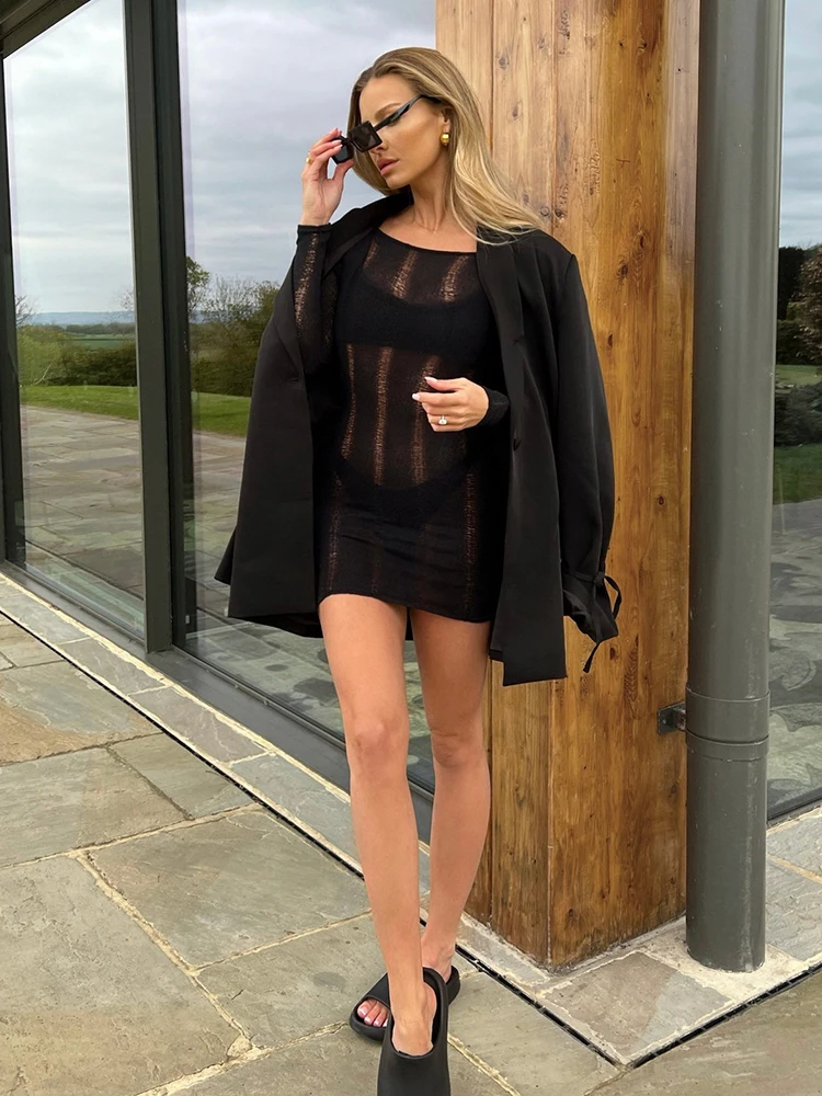 

IAMSURE сексуальное облегающее облегающее платье с открытой спиной, Клубная одежда, однотонное Бандажное мини-платье с длинным рукавом и кругл...