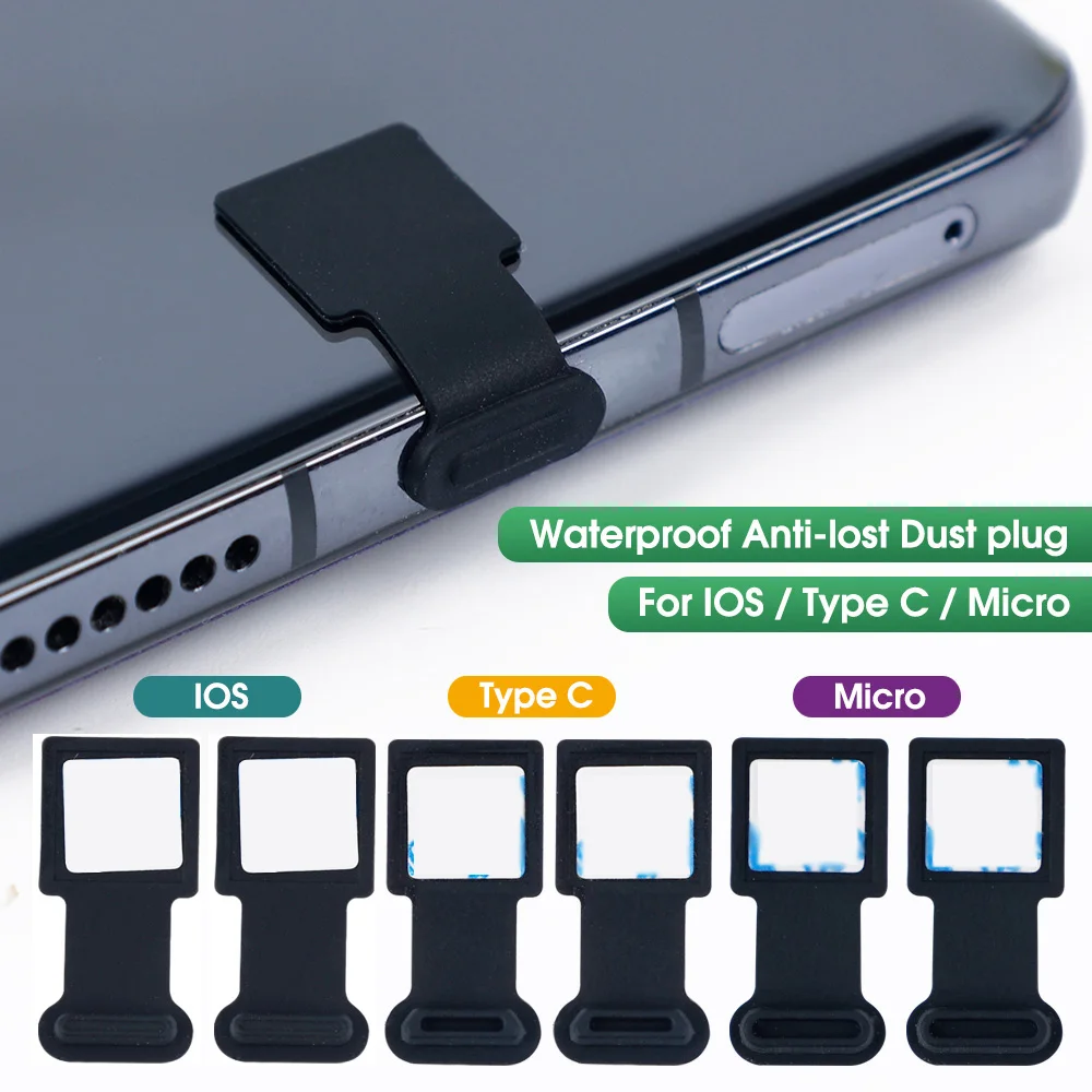 

Universal Phone Charging Port Dust Plug Reusable Waterproof Anti-lost Dustproof Cover for Type C Micro IOS Android Charge Port