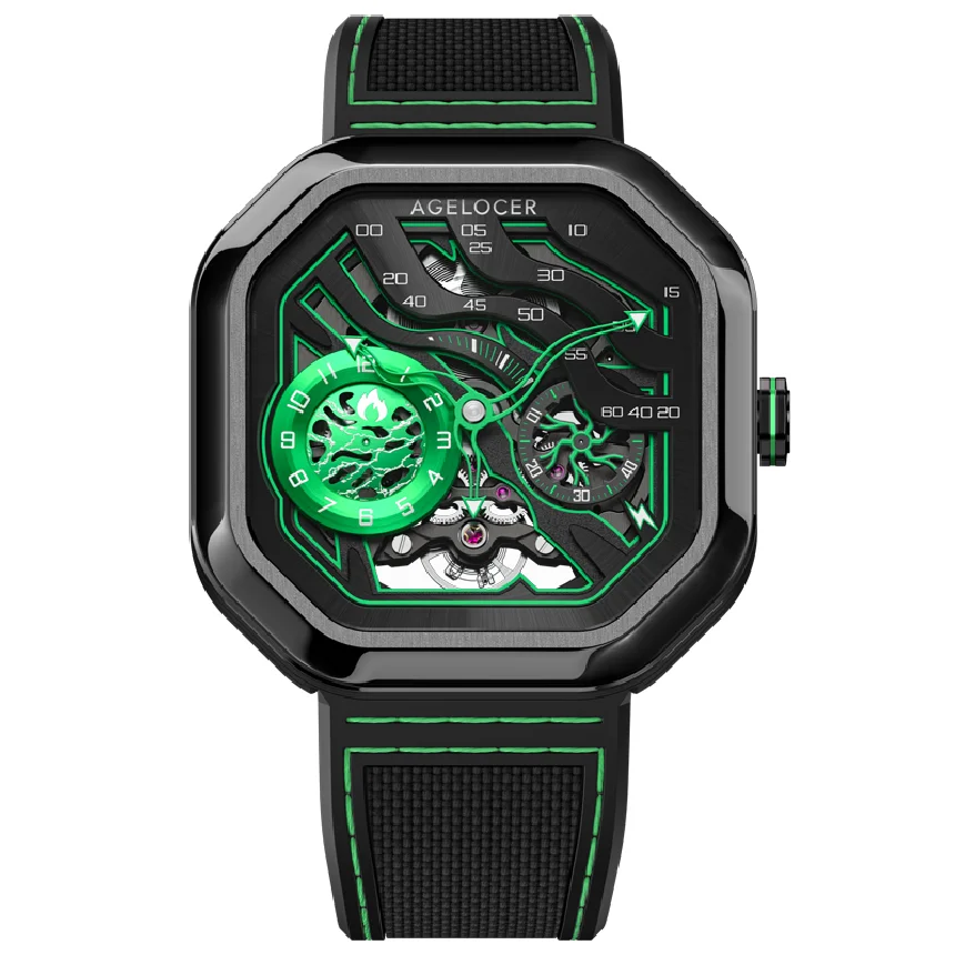 

AGELOCER Luxury Men Automatic Machinery Watch Power Reserve 80H 44.5MM Case Rubber Strap Sapphire 50M Waterproof Clock 2022 New