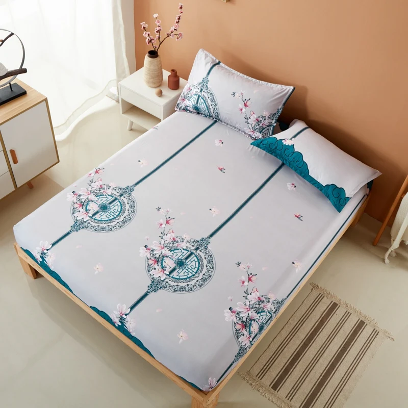 

1piece 100% Polyester Fitted sheets for bed Sheet With Elastic Bottom sheets for kids (Need Order Pillwcases）