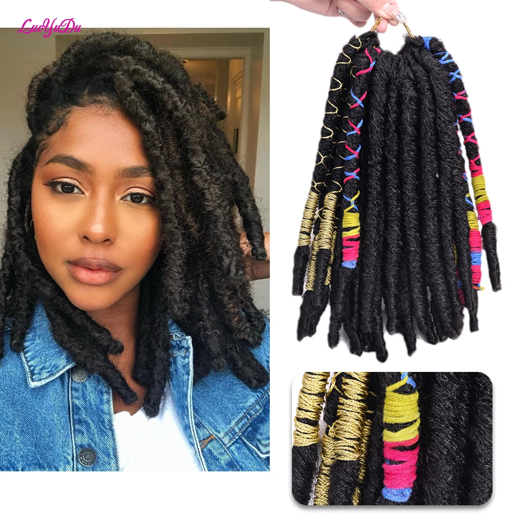 Luoyudu Synthetic Faux Locs 10inch 60g/pack Braiding Hair Extensions Afro Hairstyles Soft Dreadlock Brown Black Crochet Braids